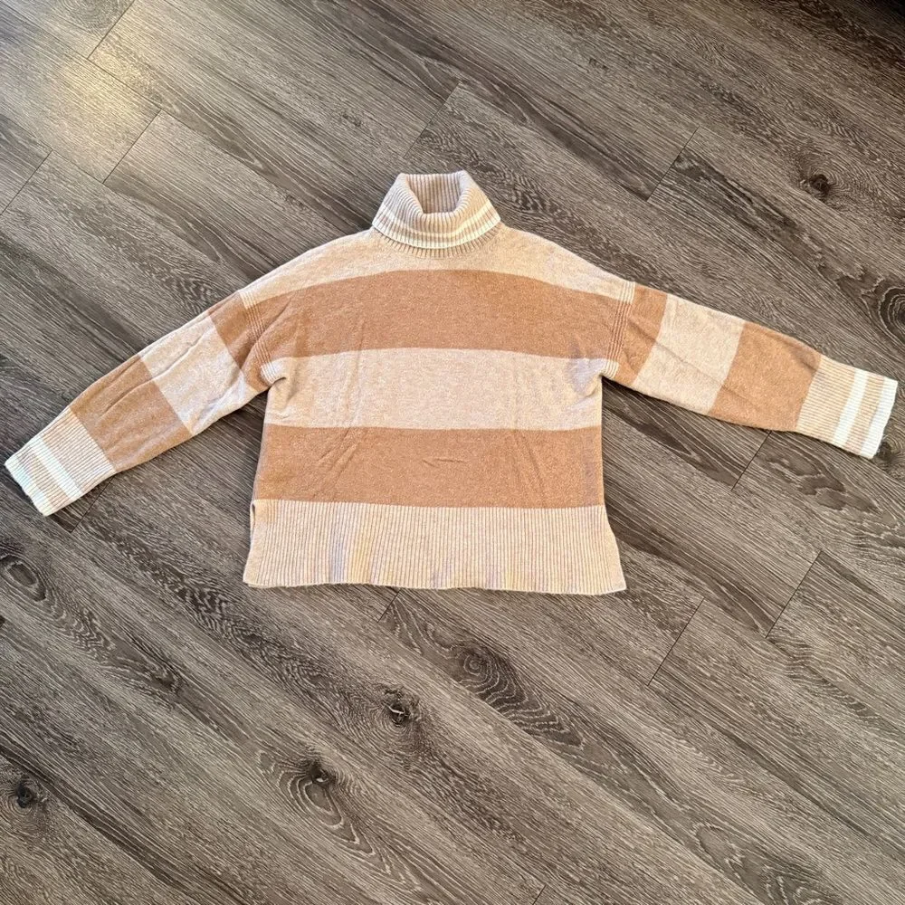 J. Crew Striped turtleneck sweater in Supersoft yarn
